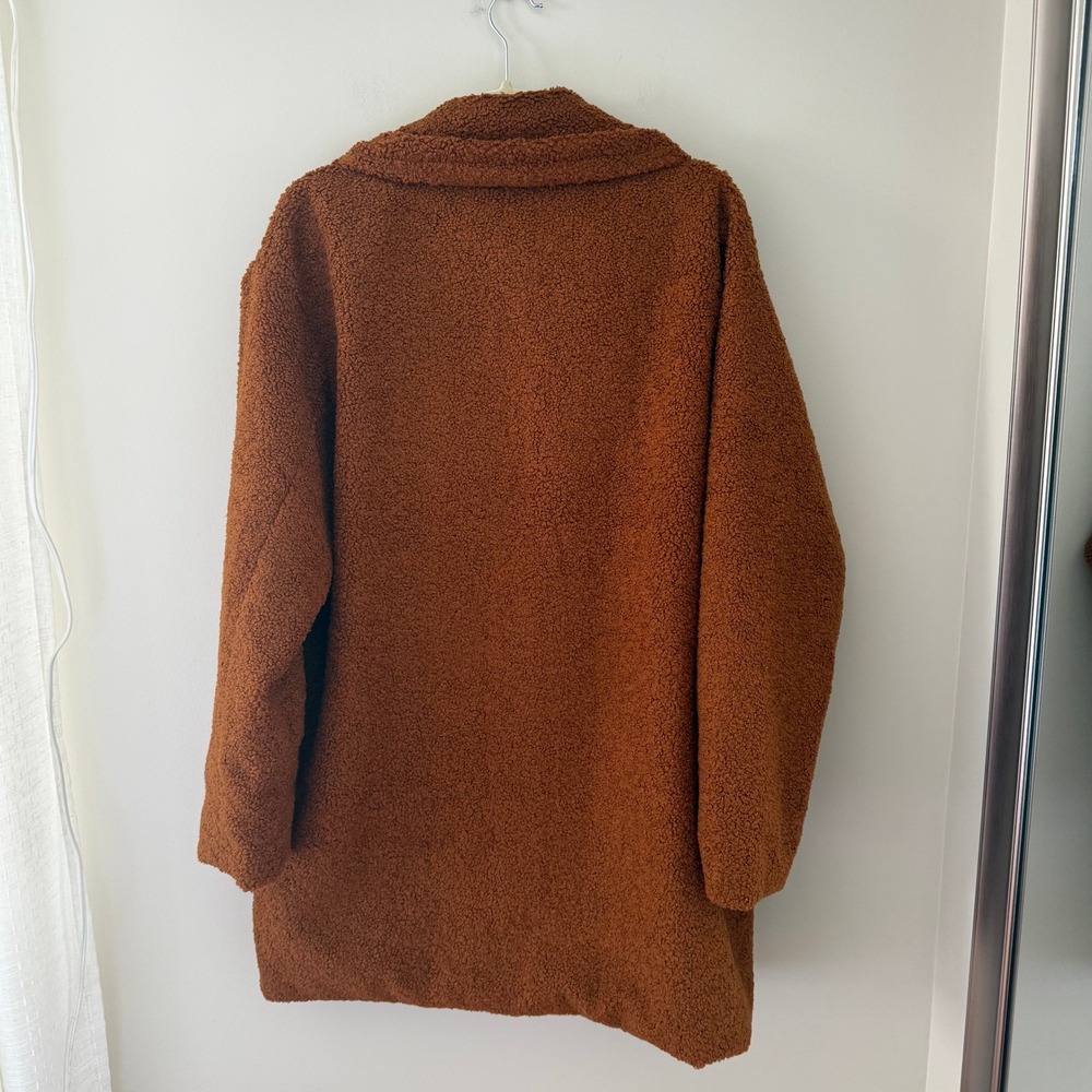 Daily Ritual Womens‎ XL Teddy Bear Coat Rust Brown Sherpa Fleece Jacket Overcoat - Picture 3 of 5
